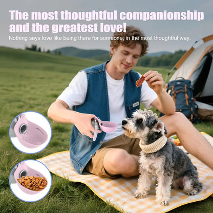 Ihubei Pet Water Bottle with Foldable Food-Grade Silicone Bowl and 304 Stainless Steel Design for Dogs and Cats - Portable Hydration Solution for Travel and Outdoor Activities, 285ml